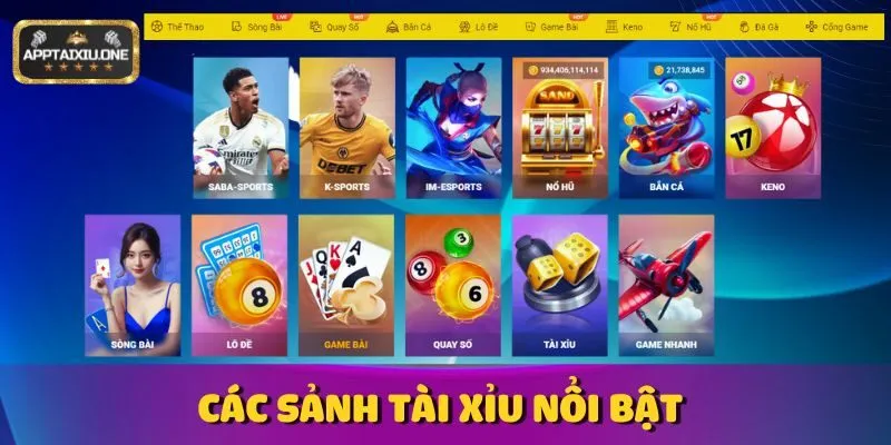 Các sảnh tài xỉu nổi bật